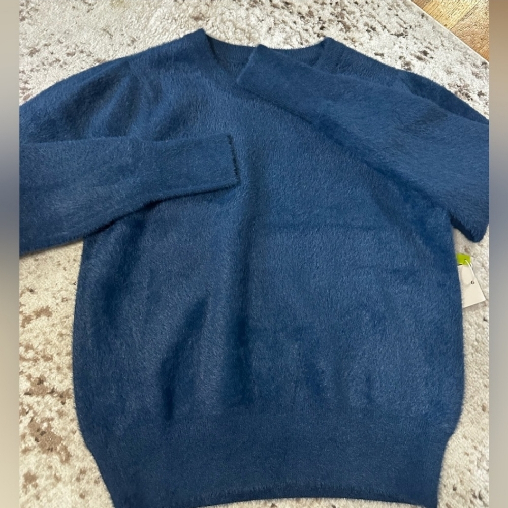Dark Teal Fuzzy Soft Sweater